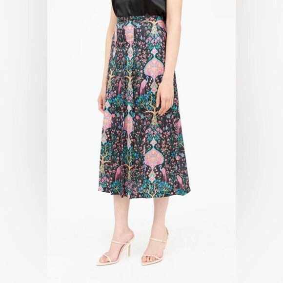 Sandro Ivane Micro Floral Print Midi Skirt Feminine luxury Pleated Size 2 - Picture 3 of 11